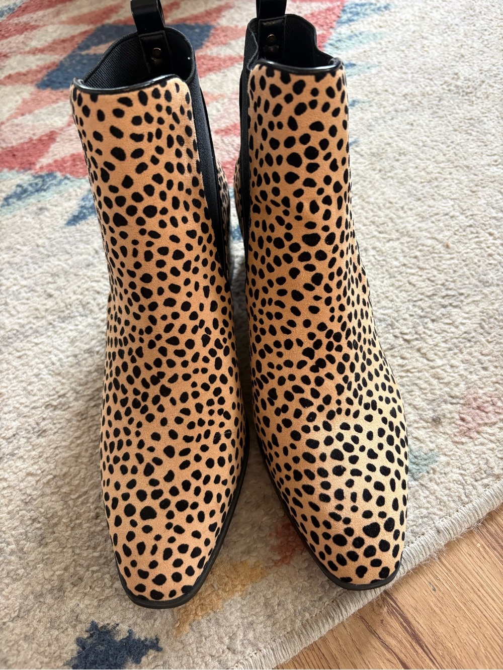 Anne Klein Cheetah-Print Pointed Ankle Boots - Tan/Black